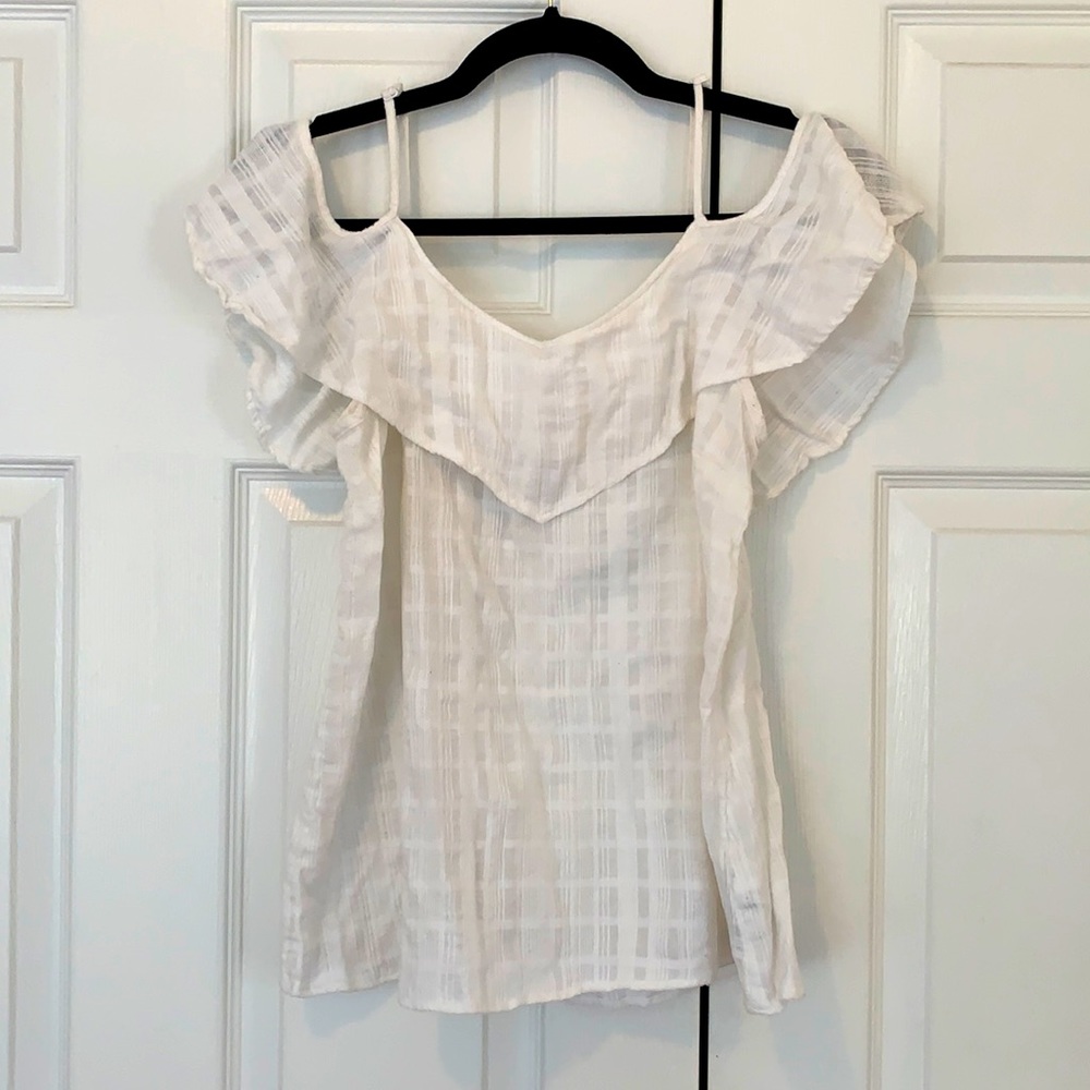 White exposed shoulder summer top